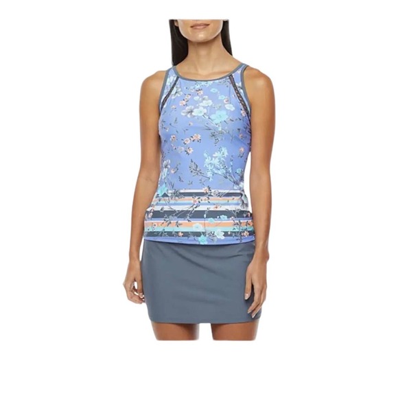 Free Country Stretch Fabric Floral Tankini Swimsuit Top Size Small Summer Beach - Picture 1 of 7